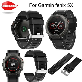 

2018 Watch band New good Leather wrist Watch Band Strap Bracelet Belt 26MM For Garmin Fenix 3/ Fenix 5X Smart Watch wristband