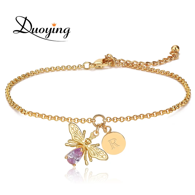 

Duoying Bee Peraonalize Initial Letter A-Z bracelet for women Chain link Tiny disc Bracelet Etsy Supplier Dropshipping