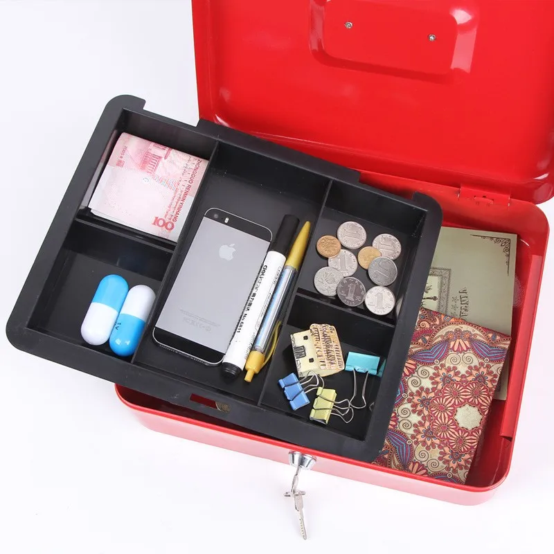 Mini Portable Security Safe Box Money Jewelry Storage Collection Box For Home School Office With Compartment Tray Lockable XS (3)