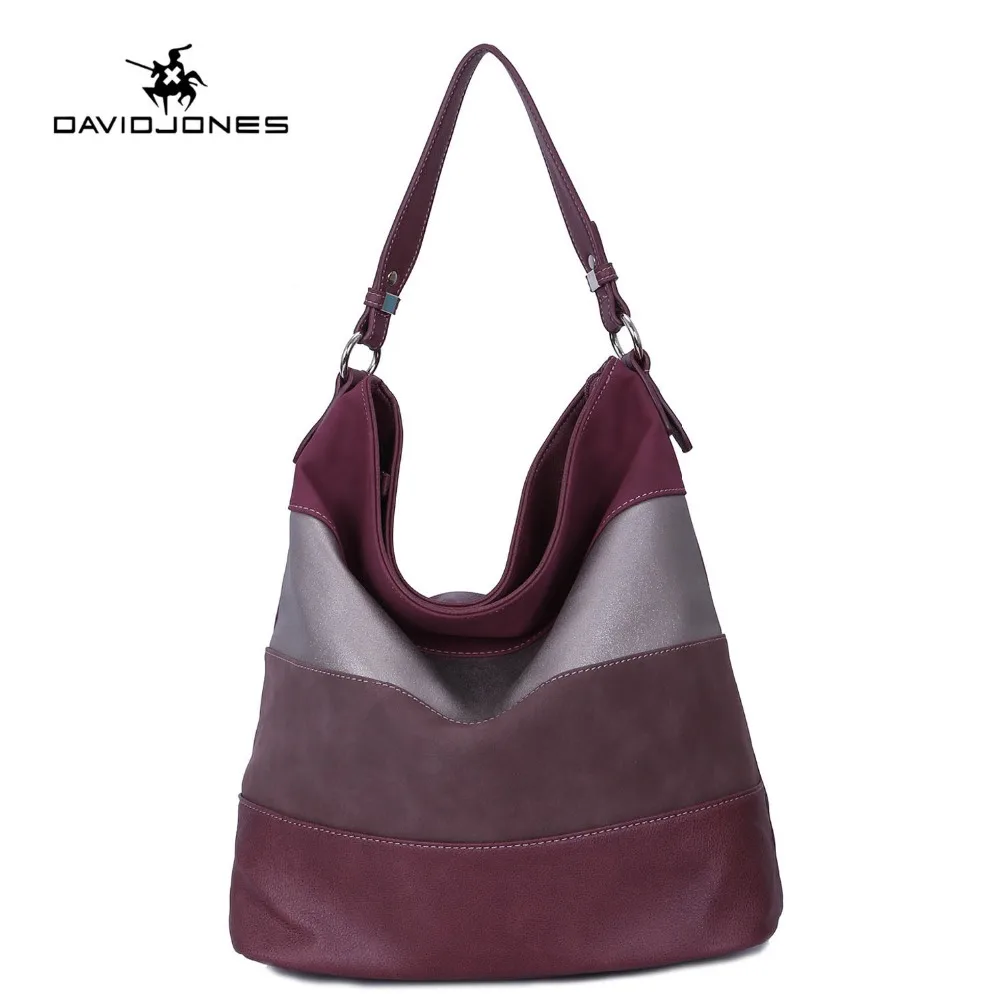 

DAVIDJONES women handbag pu leather female shoulder bags large lady patchwork hobo bags girl brand tote bag drop shipping