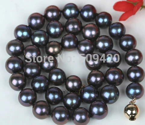 

~~ Free Shipping >>10MM LARGE SIZE BLACK GENUINE CULTURED FRESHWATER PEARL CHOKER NECKLACE