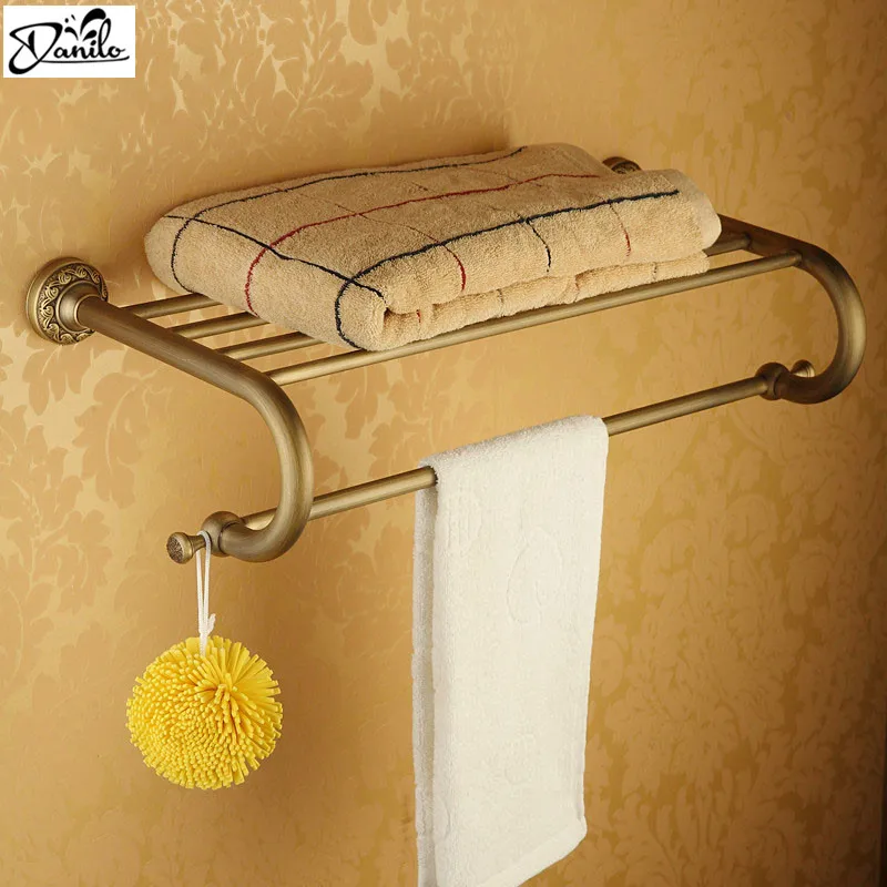 Antique Bathroom Towel Shelf Wall Mount Bathroom Accessries Double