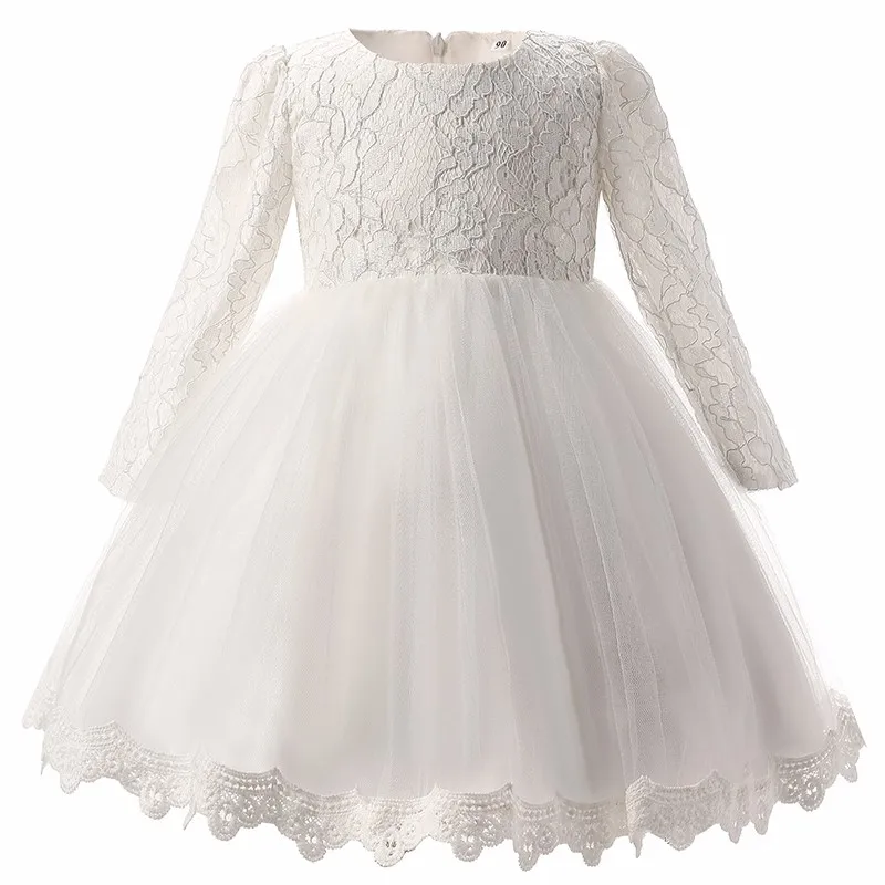 Autumn Baby Girl Dress Long Sleeve Pink White Infant Dress For Baptism Christening First Birthday Party Toddler Girls Clothes HTB1FFzINXXXXXXeXVXXq6xXFXXXG - Autumn Baby Girl Dress Long Sleeve Pink White Infant Dress For Baptism Christening First Birthday Party Toddler Girls Clothes