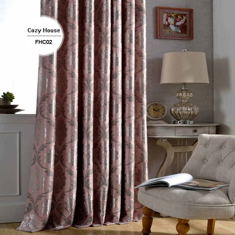 Fabric Elegant Luxury European Blackout Curtains For Living/Bed Room {Pink, Silver, Yellow, Tan}