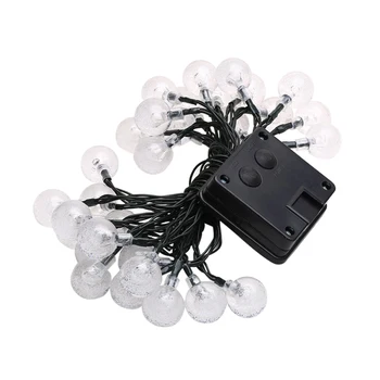 

20 LED 4.8M Crystal Ball Solar Powered Outdoor Fairy String Lights for Garden Patio Fence Christmas Wedding Party(Whtie)
