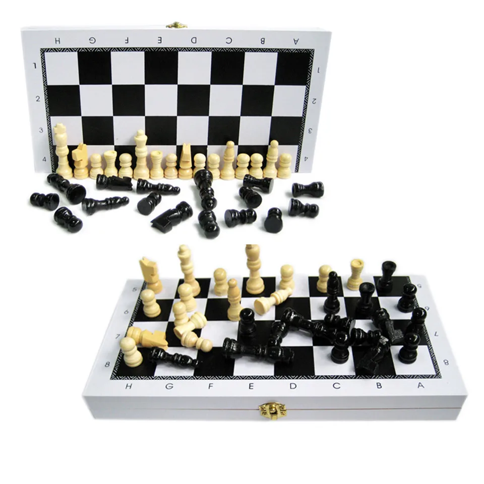 BSTFAMLY деревянный Шахматный набор чесмен игра международного шахматного 29x27,5x1,3 см Складная шахматная доска деревянные шахматы игры I34
