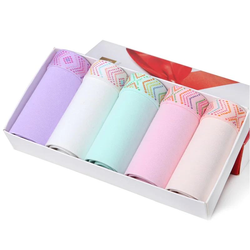 

LANGSHA 5PCS/Lot Panties Women Cute CottonSoft Girls Briefs Lingerie Seamless Lady Underwear Plus Size New Hot Female Underpants
