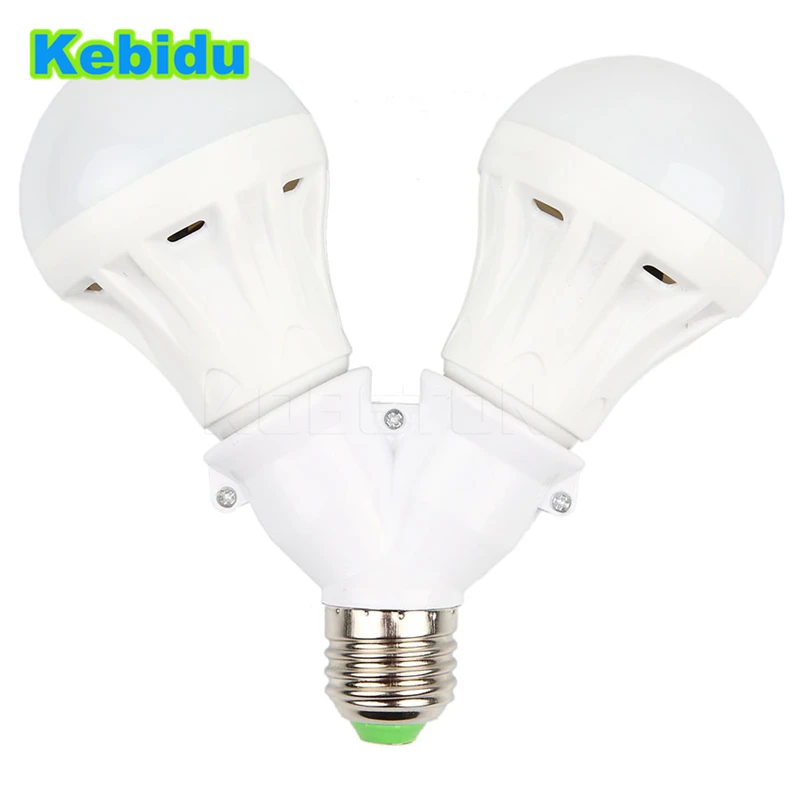 

kebidu E27 to Dual Double 2X E27 Socket Base Extend Splitter Halogen Light Lamp Bulb Holder Adapter Converter Copper Contactor