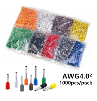 

1000pcs/Pack E4009 E4012 E4018 Insulated Ferrules Terminal Block Cord End Wire Connector 4.0 mm2,Crimp Terminator