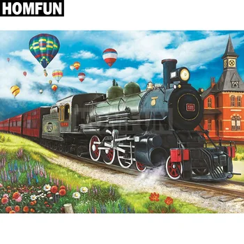 

HOMFUN Full Square/Round Drill 5D DIY Diamond Painting "Train scenery" Embroidery Cross Stitch 5D Rhinestone Decor A00271