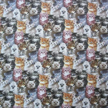 

Width 105cm Cartoon Cats Fabric 100% Cotton Fabric Cats Printed Fabric Patchwork Sewing Material For Diy Dress Baby Clothing
