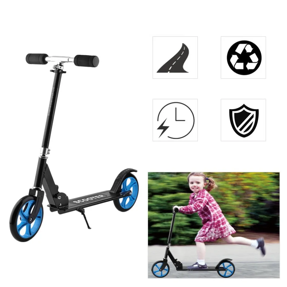 

205mm PU Wheel Forerake Head Double Brake Scooter For Adult Child Adjustable Height Foldable Big Wheel Scooter