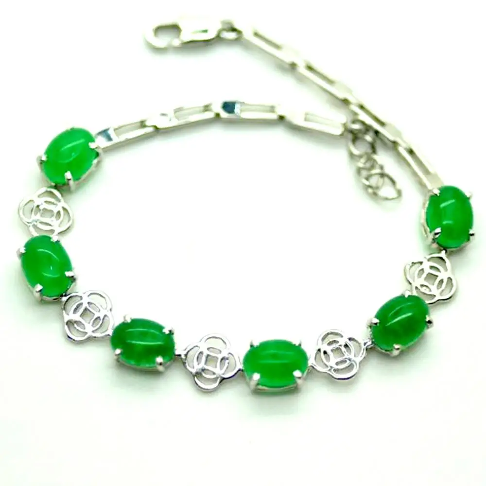 Новинка года GVBORI натуральный зеленый драгоценный камень браслет из стерлингового серебра 925 пробы женский браслет ювелирное изделие подарок