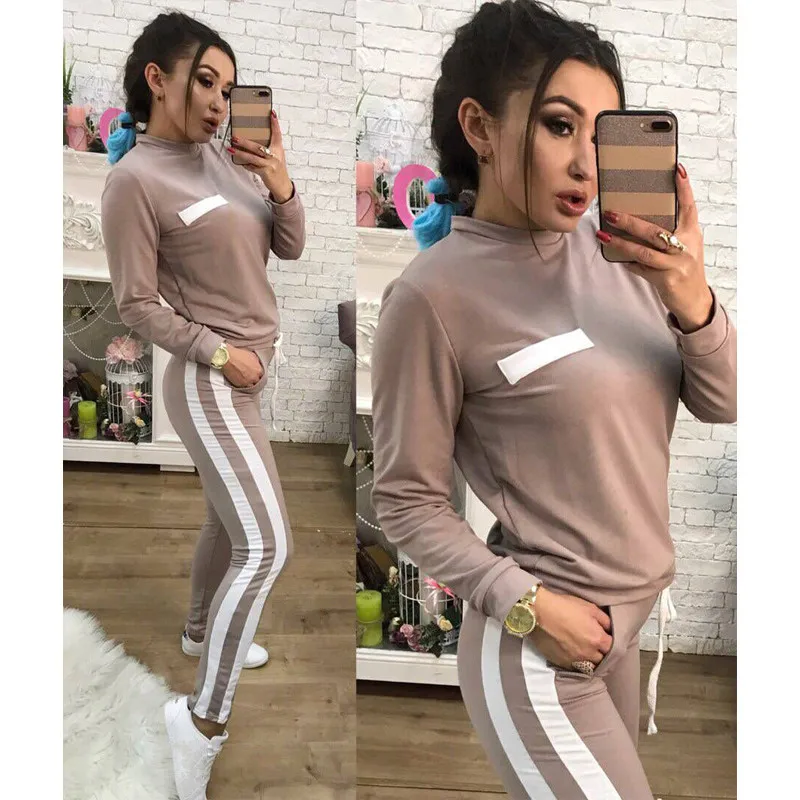 

Fashion Womens Tracksuits Two Pieces Striped Jumpsuits Casual Sport Outdoors Rompers Style Lace Up Playsuits Overalls SJ992U