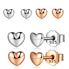 Миниатюрные простые серьги-гвоздики в форме сердца для женщин, брендовые серьги, хорошее ювелирное изделие, Brincos серебро/розовое золото