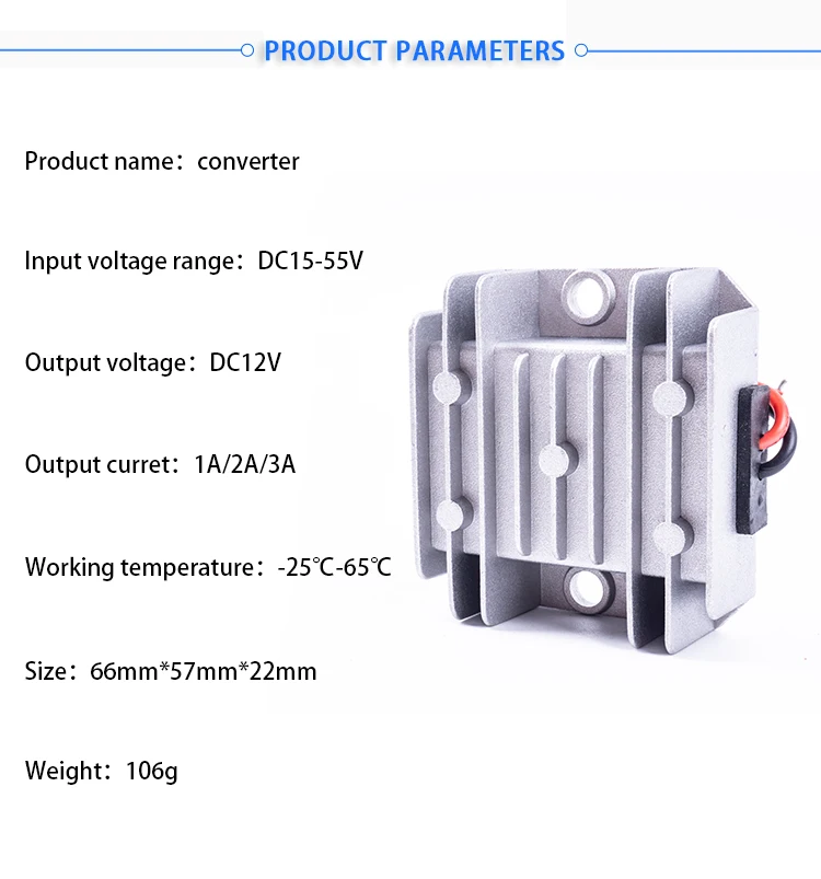 12 В преобразователь напряжения 15-55 в до 12 В 1A 2A 3A понижающий преобразователь постоянного тока 15-55 в до 12 В DC регулятор напряжения для автомобилей на солнечной батарее