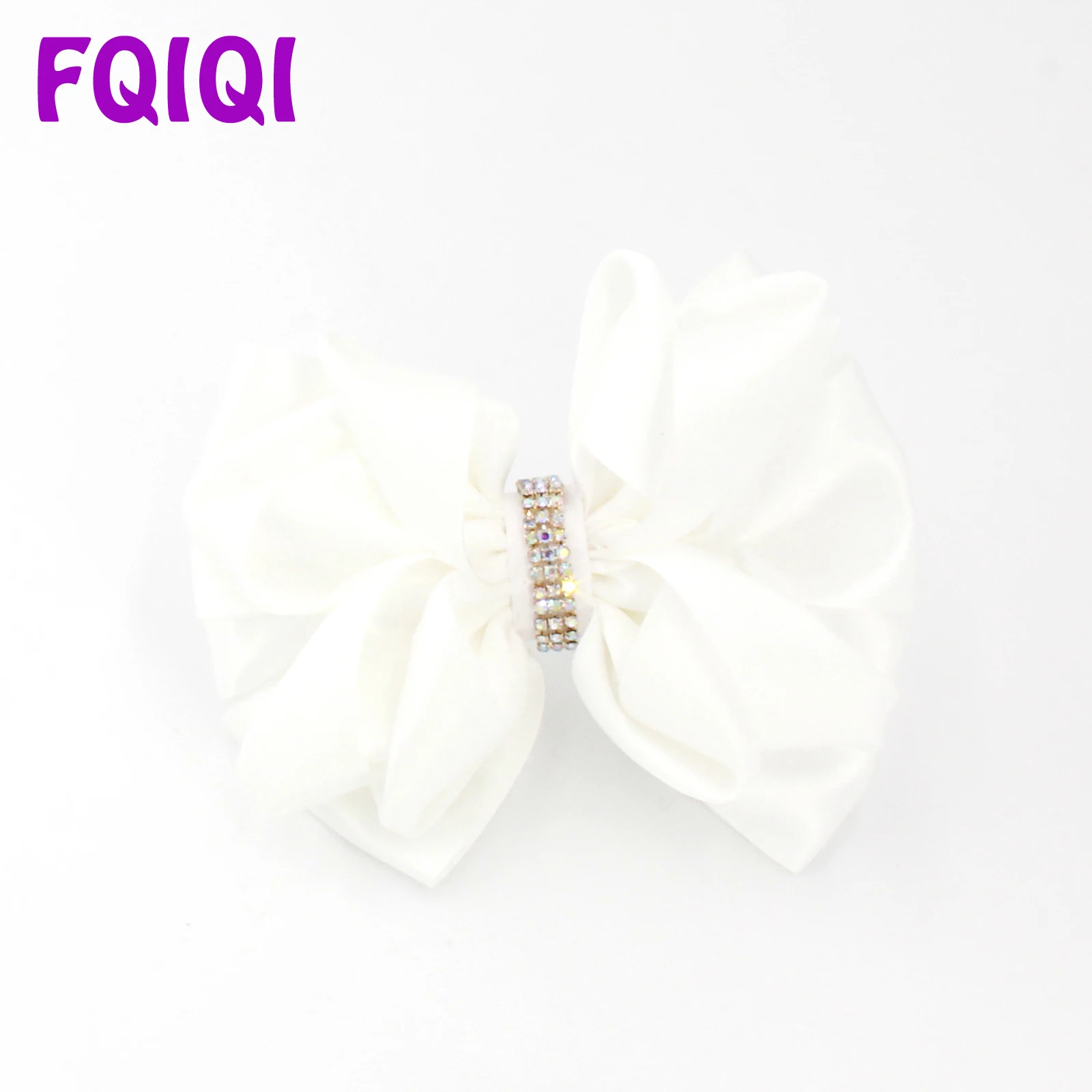 

FQIQI 5 Inch Big White Shining Ribbon Handmade Hair Bow Pins For Girl Baby Bows First communion Kids Baby Hair Accessories Knot