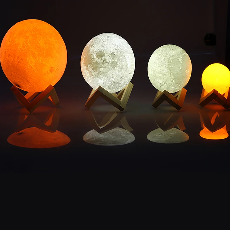 Перезаряжаемые светодиодный ночной Светильник луна лампа 3D печать Луны светильник Спальня домашний декор 2 цвета сенсорный переключатель Usb светодиодный ночной Светильник Инж