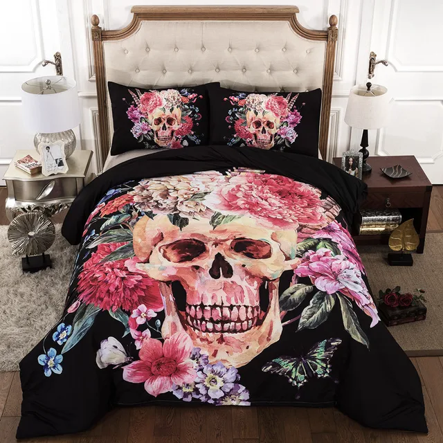 3d skull bedding sets queen size plaid duvet cover with pillow case queen size skull bedding sets