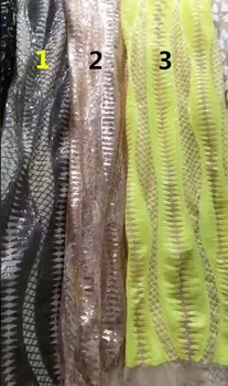 

French Nigerian stripes sequins net lace PWD191517 African tulle mesh Sequence lace fabric high quality for wedding dress