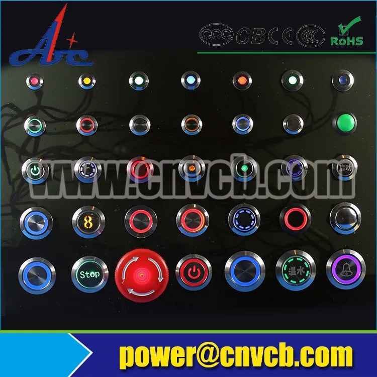 1228 12mm Hign flush Latching ring LED anti-vandal stainless steel waterproof electric switch