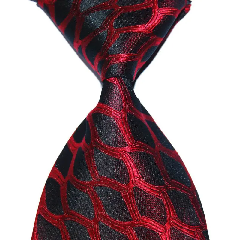 Красный галстук бордовый галстук подарок для мужчин Свадебная вечеринка Шелковый Полосатый плед 10 см Ширина Мода жаккард Тканые официальная одежда бизнес - Цвет: 013
