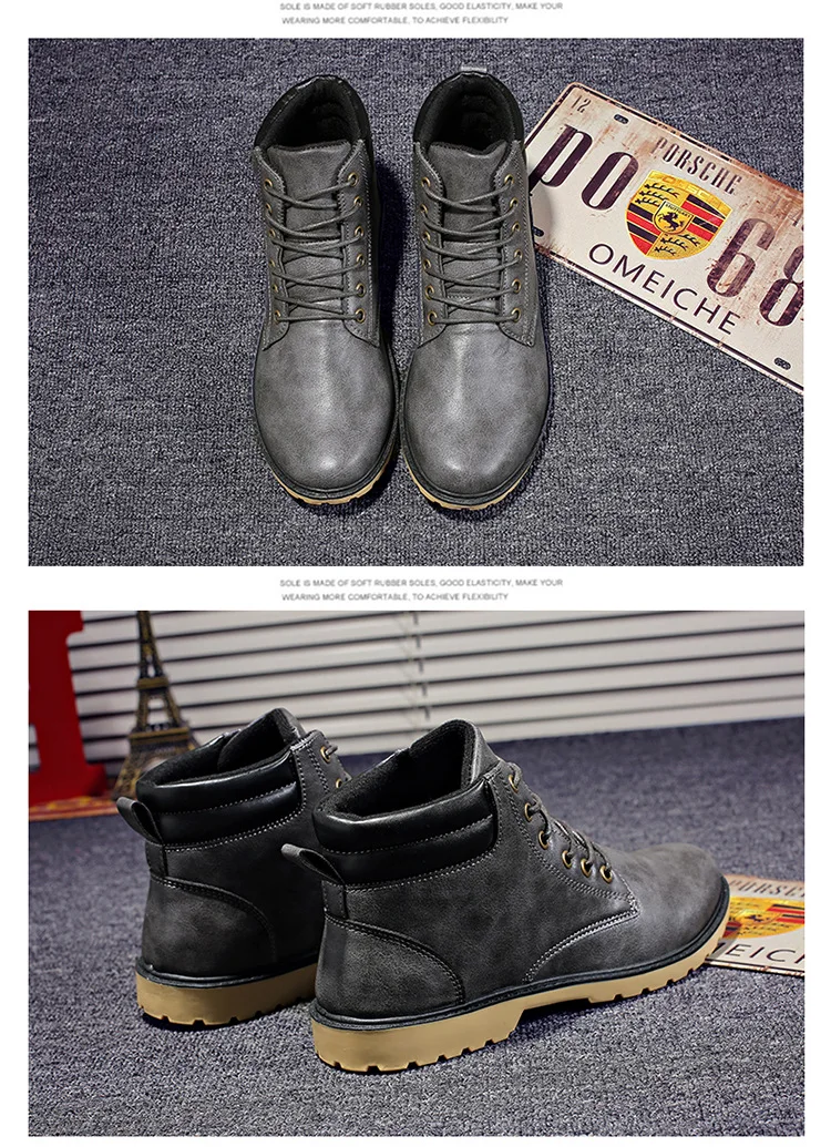 2018 new Genuine Leather Men Boots Autumn Winter Ankle Boots Fashion Footwear Lace Up Shoes Men High Quality Vintage Men Shoes (17)