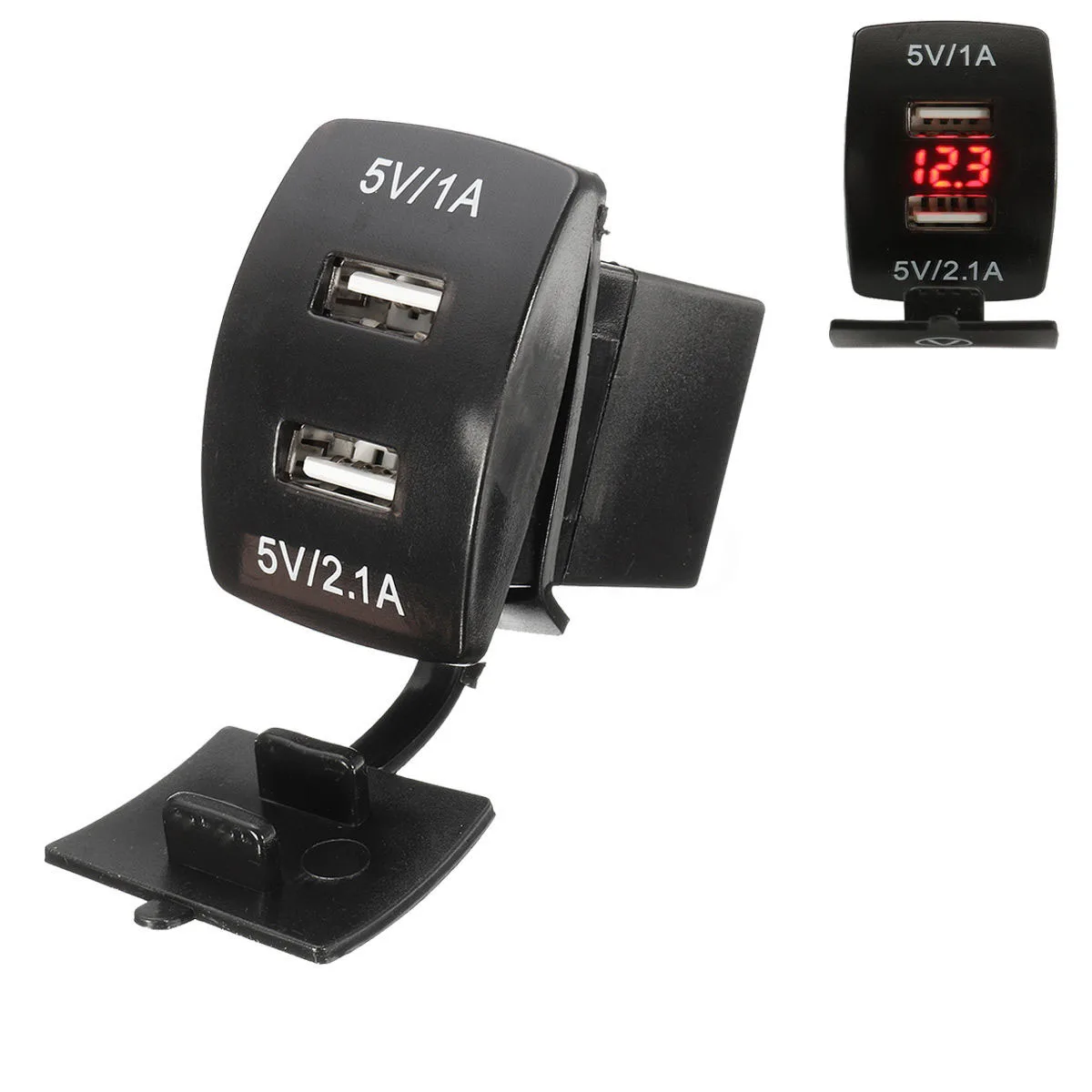 1pcs 12V Red LED Car Boat Marine Voltmeter Dual USB Charger Socket Power Adapter