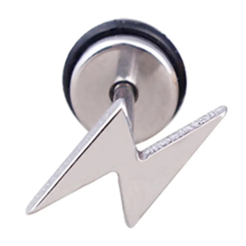 

1PCS Gold Silver Punk Fashion cool lightning small stud earrings Ear Stud Piercing male minimal jewelry pendientes hombre