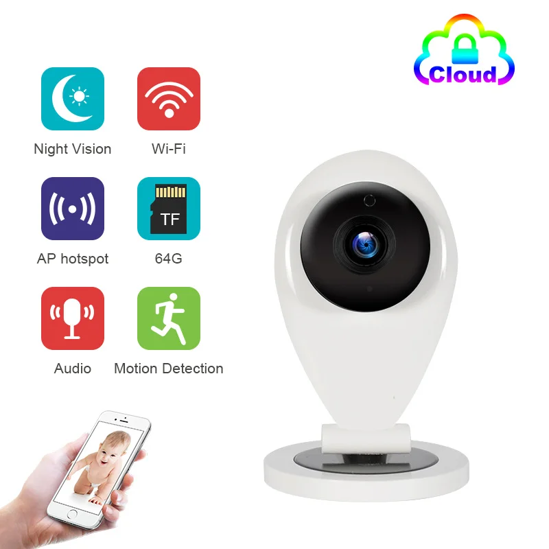 

720P Wireless HD Network Camera CCTV Audio Monitor Home Security Surveillance Camera Infrared Night Vision Baby Monitor Indoor C