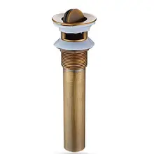 Antique Brass Lavatory Faucet Vessel Assembly Flip Top Bathroom Sink Stopper Drain with Overflow KD1080 drains bathroom parts brass black lavatory vessel vanity sink pop up drain stopper with overflow faucet accessories hj 0618h