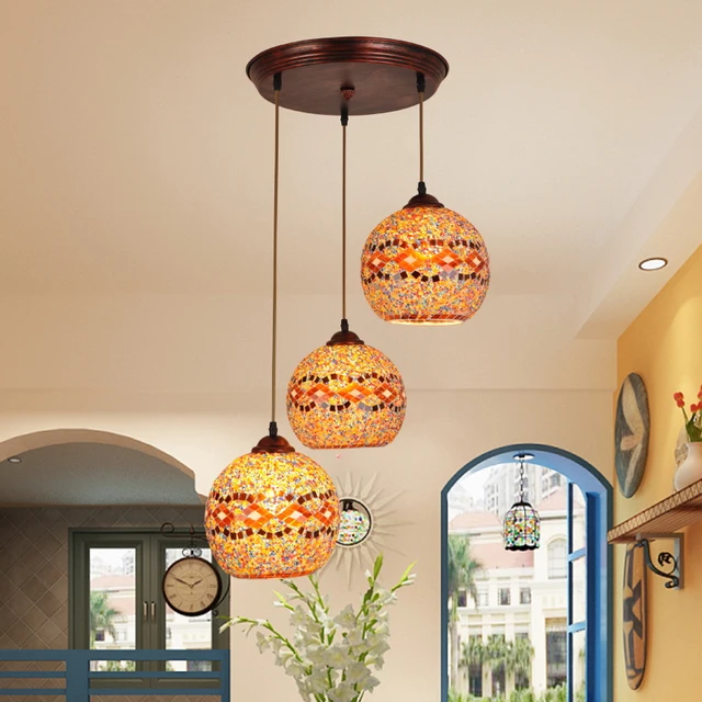 Bohemian Gl Chandelier Creative Mediterranean Restaurant Three Bohemian Gl Chandelier Creative Mediterranean Restaurant Three Led Lights Minimalist Dining Room Lamp Fixtures Turkey