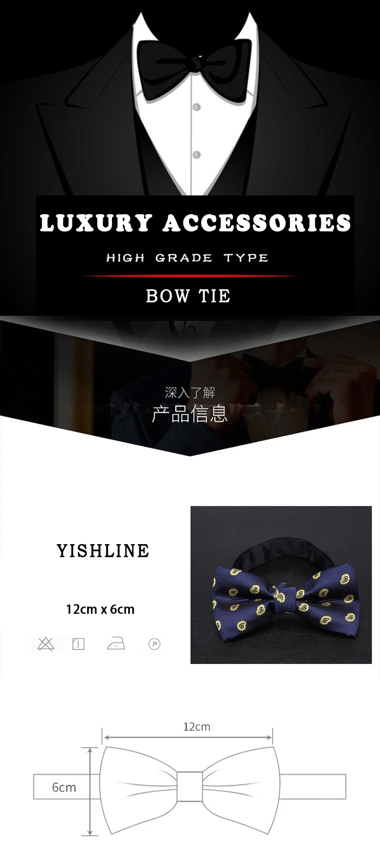 YISHLINE NEW Men's Bow Tie Gold Paisley Bowtie Business Wedding Bowknot Dot Blue And Black Bow Ties For Groom Party Accessories