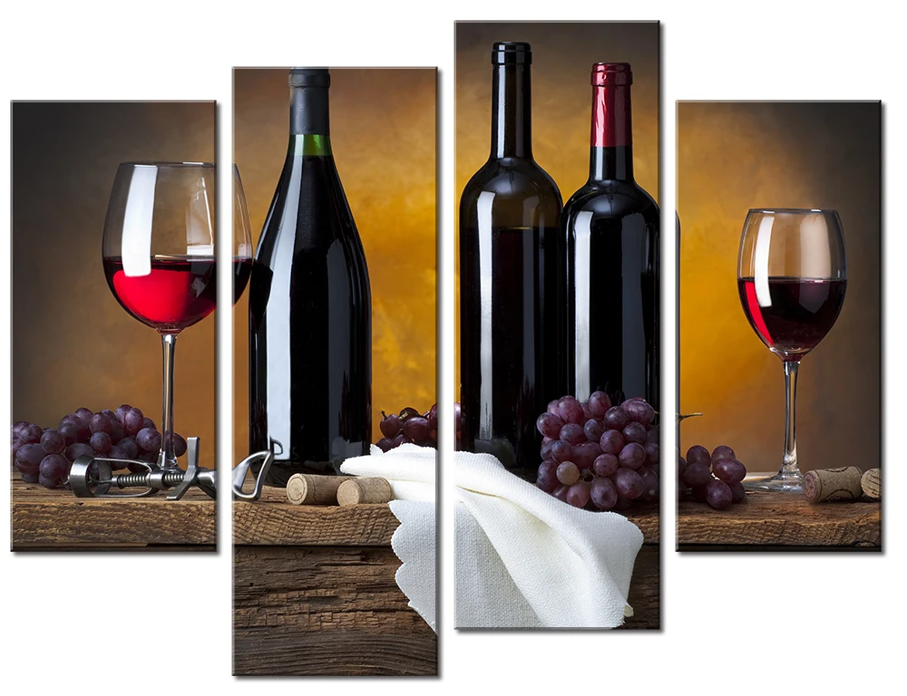 Wall Art Wine Lovers Print Canvas Painting Wall Art 5 Panels Painting