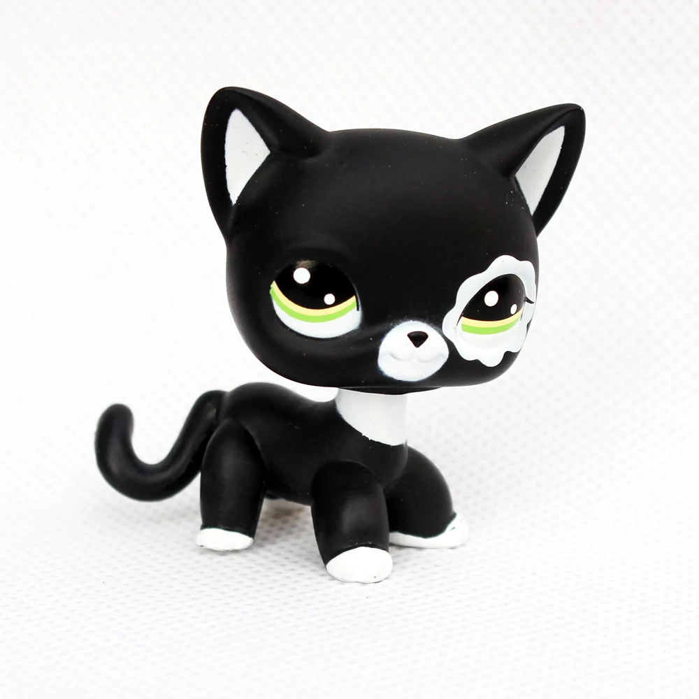 pet shop lps toys cat 2249 black standing rare short hair cat sparkle