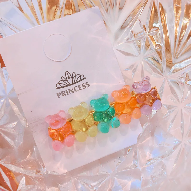 HZ Новинка милая Цветная Акриловая заколка для волос Gummy Bear заколки для волос аксессуары для волос для женщин девочек детей