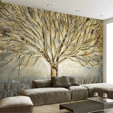 Beibehang пользовательские фотообои абстрактное дерево современный американский металл тиснением картина маслом ТВ фон обои