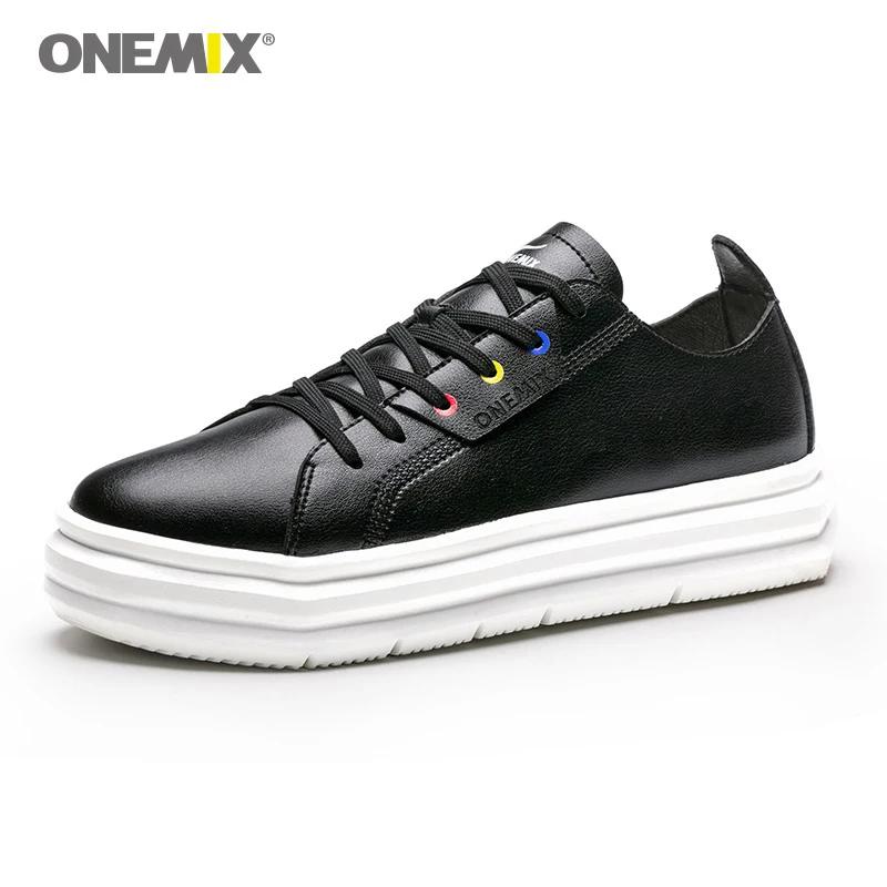 

ONEMIX Running Shoes Black Men Sports Outdoor Athletic Women Shoes Microfiber Leather Light Sport Shoes Outdoor Walking Shoes