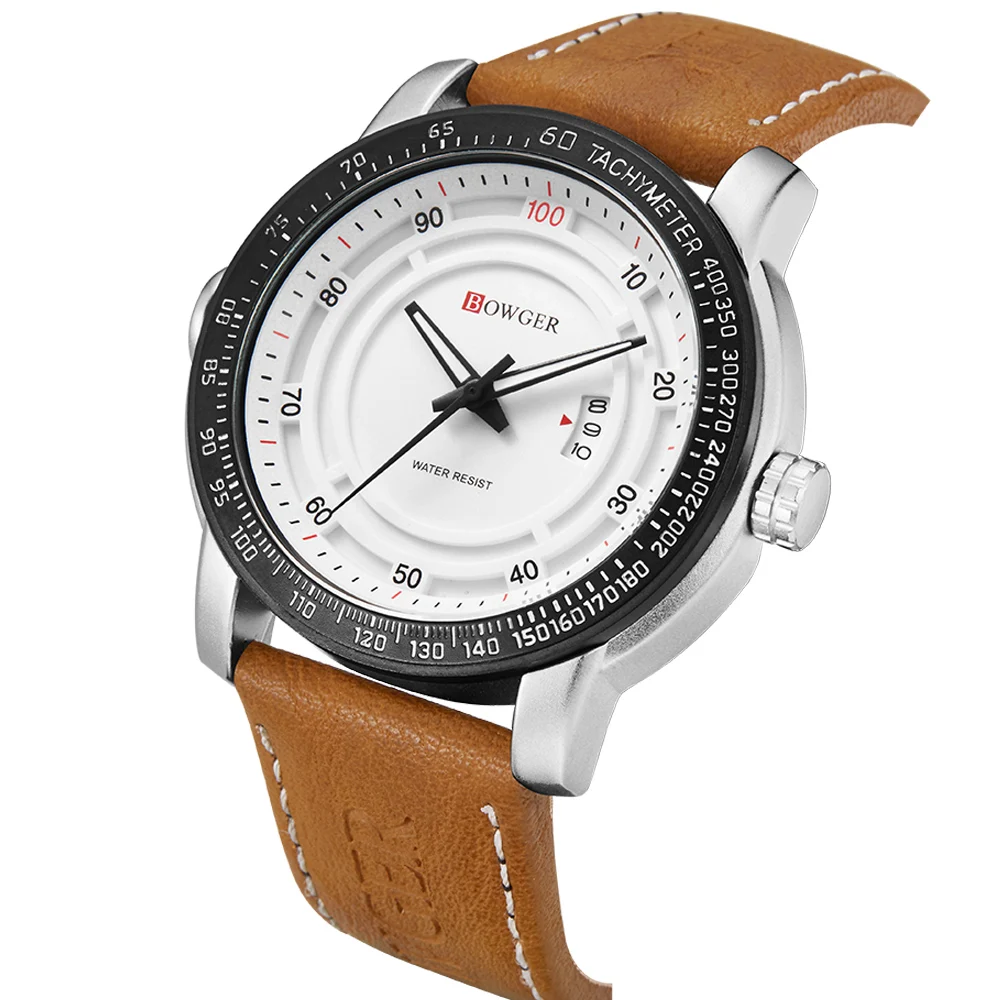 BOWGER Luxury Brand Men Analog Digital Leather Sports Watches Men's Army Military Watch Man Quartz Clock Relogio Masculino (8)