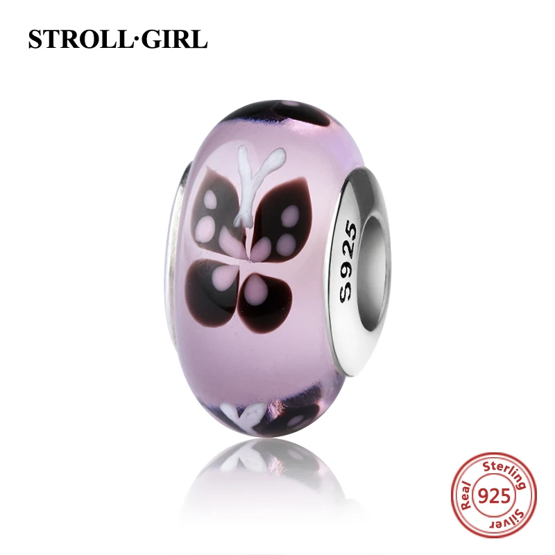 StrollGirl 925 silver sparkling Murano glass beads red color diy charms fit authentic pandora bracelet jewelry accessories gifts - Цвет: G1002