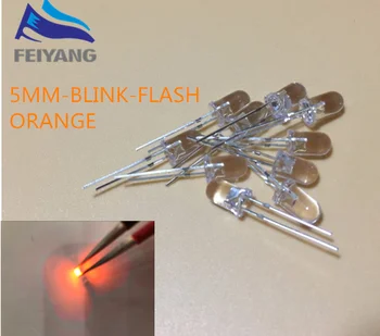 

1000pcs 5mm Orange Flash Flashing Blink Amber Water Clear Bright LED Leds flashing orange led danshan O