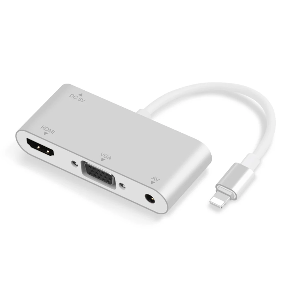 Для Lightning HDMI vga-разъем аудио ТВ Кабельный адаптер-переходник для IPhone X IPhone 8 7 7 плюс 6 6 S для IPad серии - Цвет: sliver