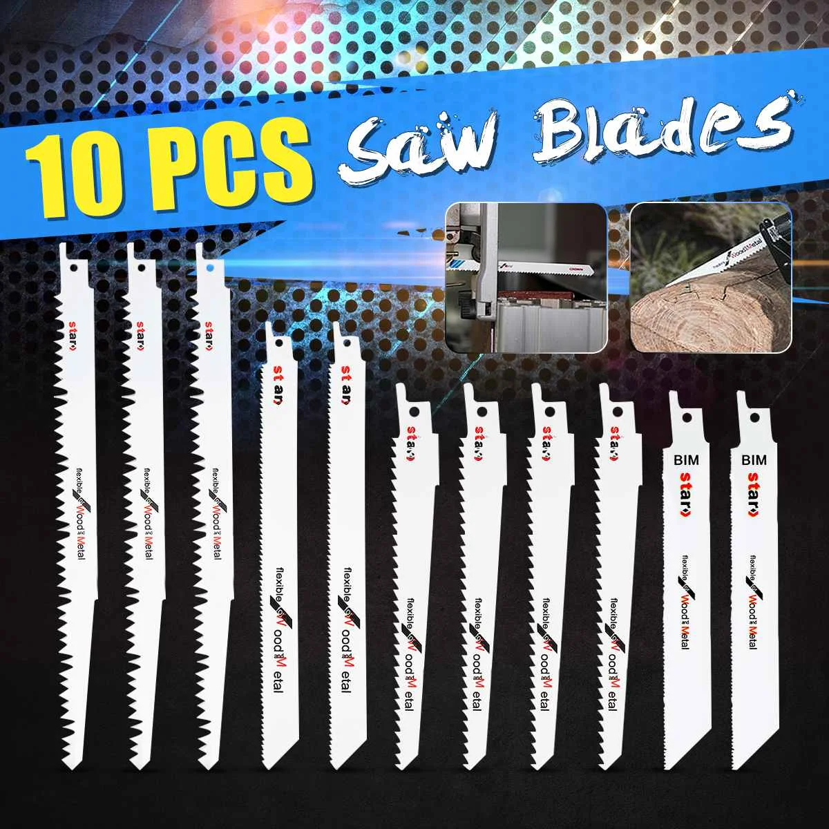 

10pcs/set Assorted Jigsaw Blade Set High Quality Metal Steel Jigsaw Blade Set Fitting For Plastic Woodworking Tools