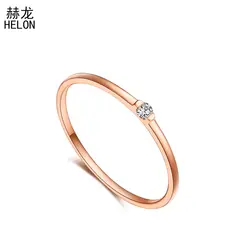 SI/ч природных алмазов Обручение кольцо Твердые 14 К (AU585) розовое золото классический девушке подарок Для женщин Лидер продаж вечерние