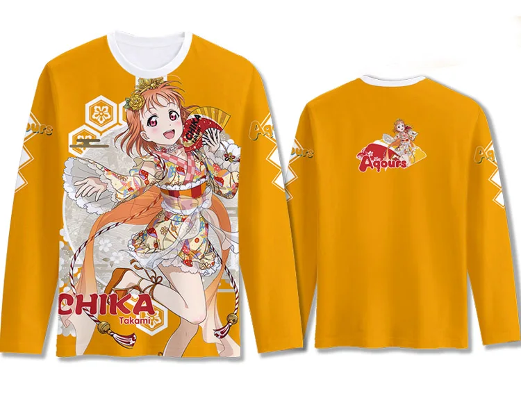 Футболка с принтом Love Live Sunshine Aqours Yukata Awaken, костюм для косплея, футболка с длинными рукавами Kurosawa Ruby Tsushima Yoshiko