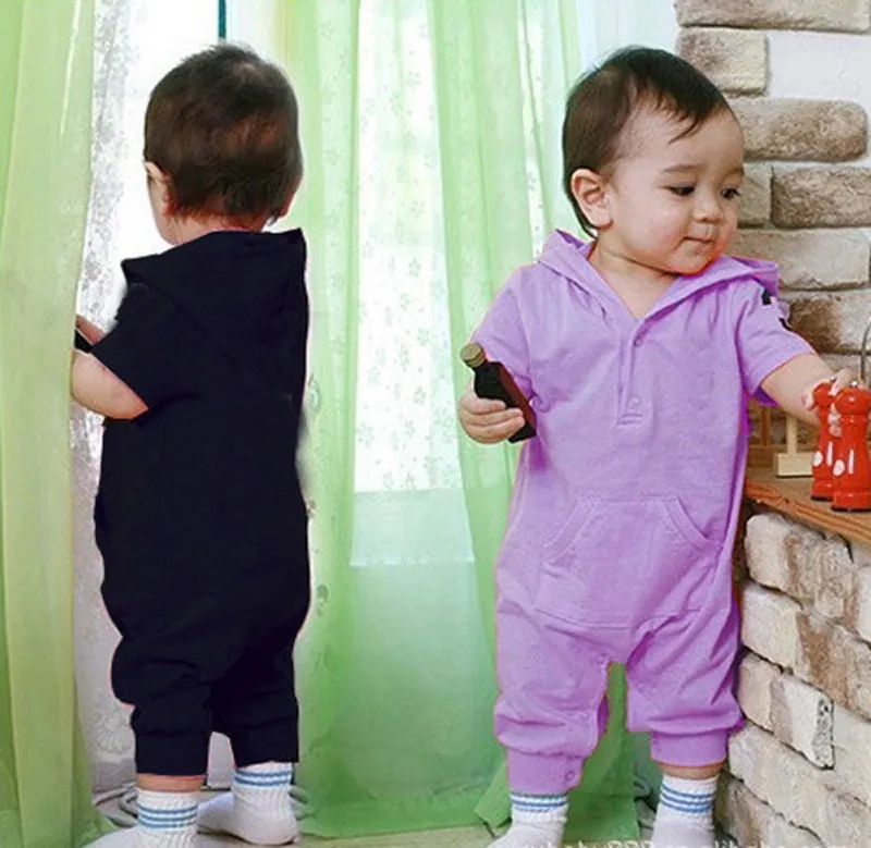 Baby romper Infant One-Piece short sleeve newborn hooded jumpsuit 2015 summer style brand baby girl boy clothing (3)