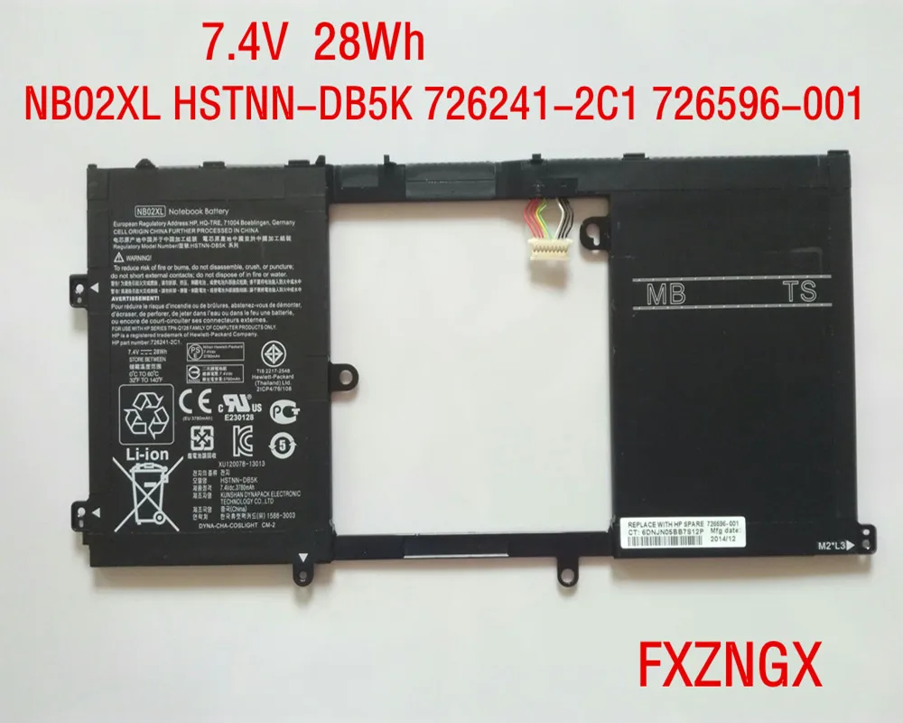 

7.4V 28Wh NB02XL Laptop Battery for HP Pavilion 11.6" X2 11-h010nr Tablet HSTNN-DB5K 726241-2C1 726596-001 series