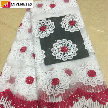 

Latest African Net Lace Fabric High Quality 2019 French Tulle Laces Fabric With Stones Nigerian Lace Fabrics For Wedding MYA1-1
