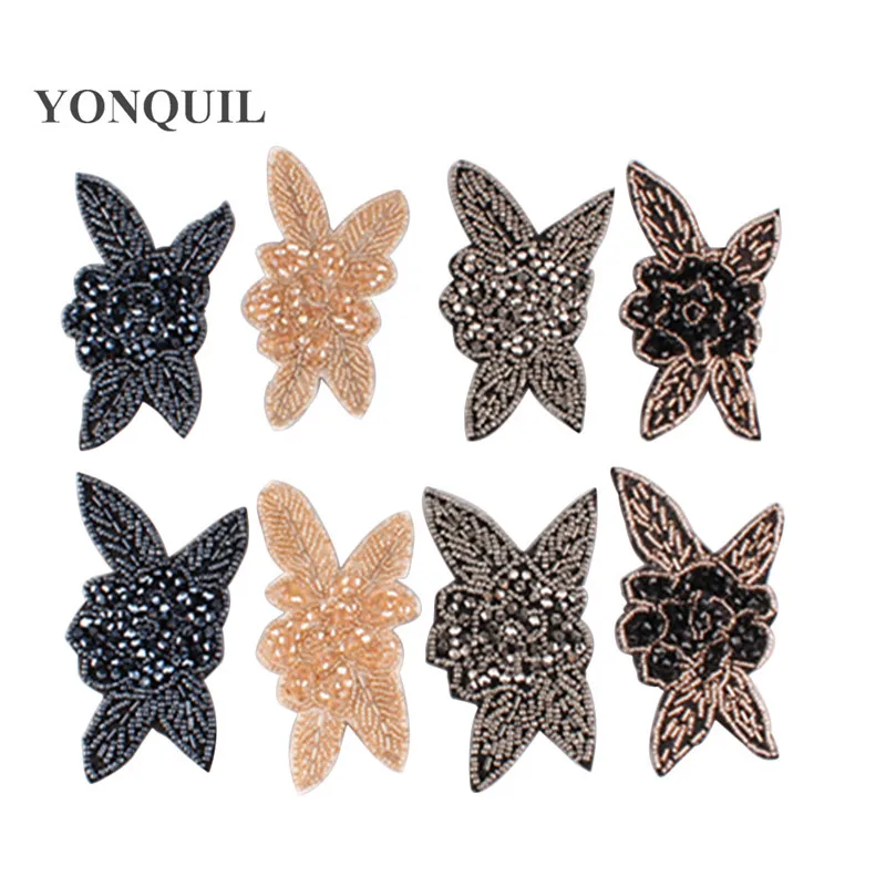 

2019 New Fun Rhinestones Leaves feather Embroidered Patch Iron on Sewing Crystal Applique For Jeans Clothing Decorations SYBB128
