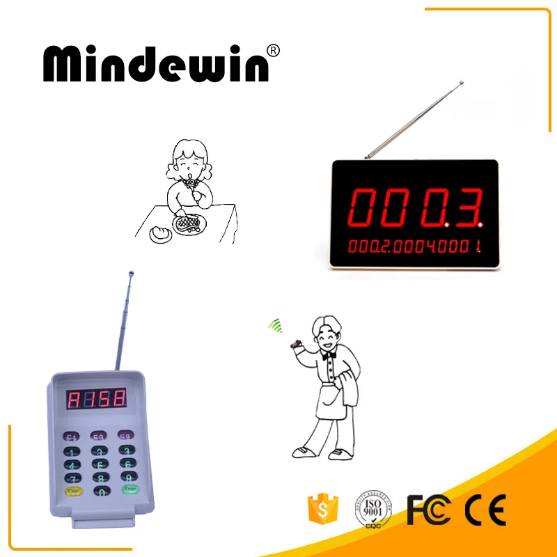 Système de mise en file d'attente de Restuarant de pagination sans fil Mindewin M-R-1 affichage LED numérique avec clavier de M-T-2 fonctionnant pour le Restuaran ect